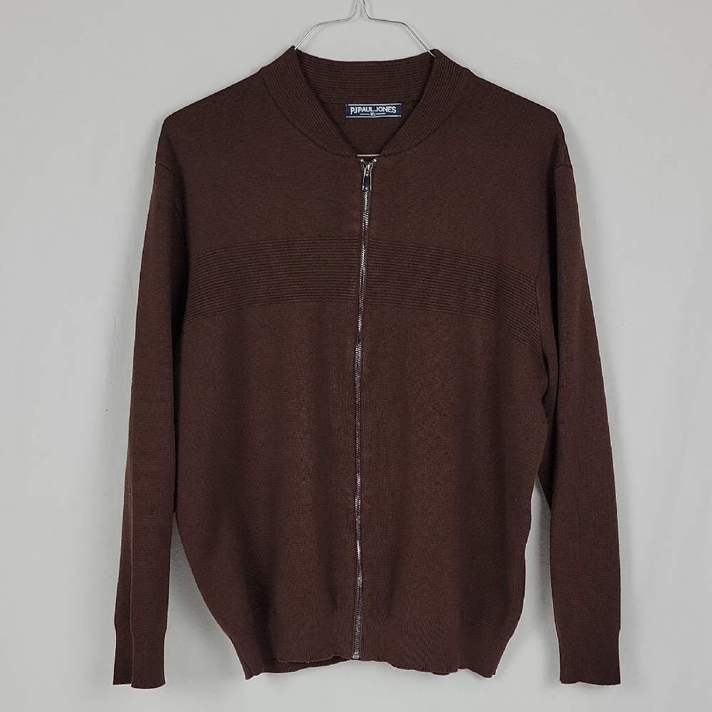 PJ Paul Jones Men's Brown Zip-Up Sweater Size XL
